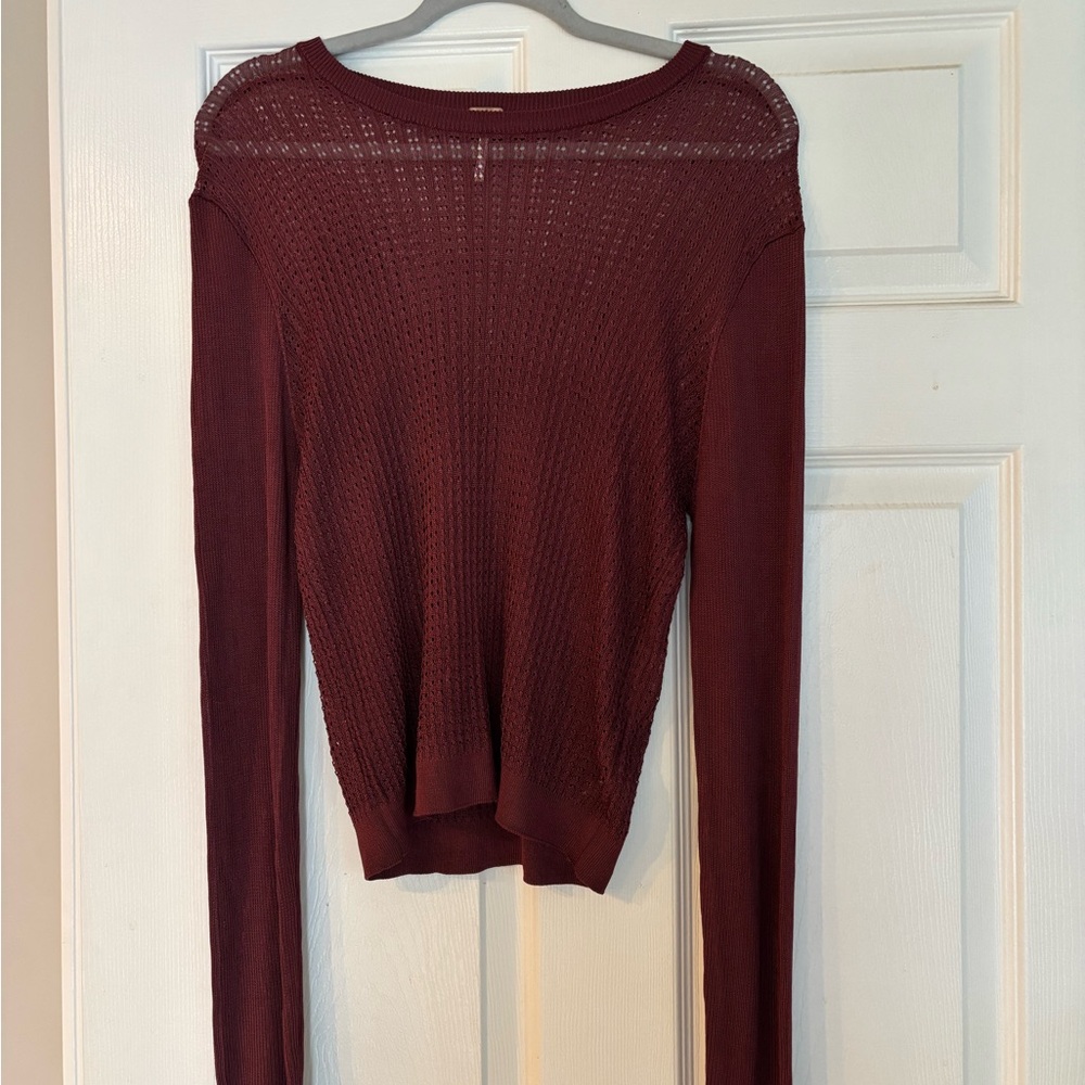 Free People Burgundy Crew Neck Sweater
